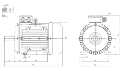 Dimensiuni montaj motor trifazat 11kW 3000rpm 132 B3 ax 38mm Dimensiuni motor trifazat 11kW 3000rpm 132 ax 38mm B3