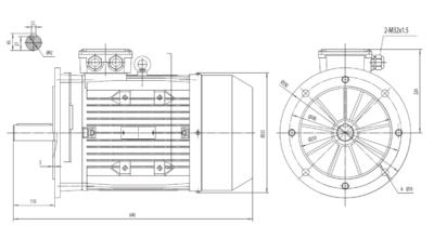 Dimensiuni montaj motor trifazat 11kW 3000rpm IEC160 B5 ax 42mm Dimensiuni motor trifazat 11kW 3000rpm IEC160 ax 42mm B5