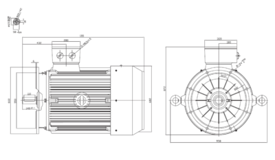 Dimensiuni montaj motor trifazat 132kW 3000rpm IEC315 B5 ax 65mm Dimensiuni motor trifazat 132kW 3000rpm IEC315 ax 65mm B5