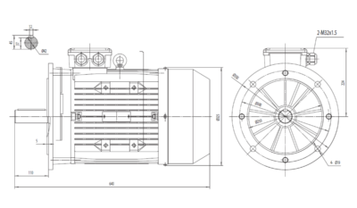 Motor trifazat 15kW 1500rpm ax 42mm IEC160 – flanșă mare B5 Dimensiuni motor trifazat 15kW 1500rpm 4 poli ax 42mm IEC160 cu flanșă mare B5