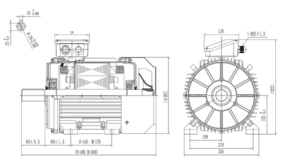 Dimensiuni montaj motor trifazat 15kW 3000rpm IEC132 B3 ax 38mm Dimensiuni motor trifazat 15kW 3000rpm IEC132 ax 38mm B3