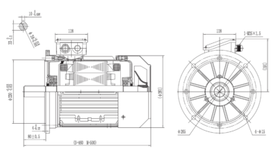 Dimensiuni montaj motor trifazat 15kW 3000rpm IEC132 B5 ax 38mm Dimensiuni motor trifazat 15kW 3000rpm IEC132 ax 38mm B5