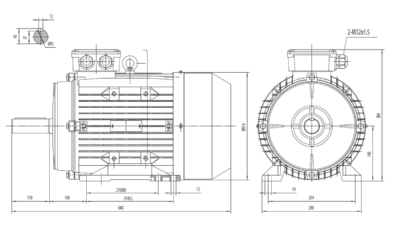 Dimensiuni montaj motor trifazat 15kW 3000rpm IEC160 B3 ax 42mm Dimensiuni motor trifazat 15kW 3000rpm IEC160 ax 42mm B3