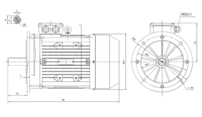 Dimensiuni montaj motor trifazat 15kW 3000rpm IEC160 B5 ax 42mm Dimensiuni motor trifazat 15kW 3000rpm IEC160 ax 42mm B5