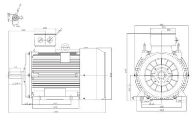 Motor trifazat 160kW 1400rpm ax 80mm IEC 315 - talpă B3 Dimensiuni motor trifazat 160kW 1400rpm 4 poli ax 80mm IEC 315 cu talpă B3