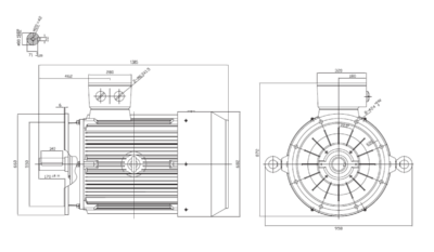 otor trifazat 160kW 1500rpm ax 80mm IEC315 – flanșă mare B5 Dimensiuni motor trifazat 160kW 1500rpm 4 poli ax 80mm IEC315 cu flanșă mare B5