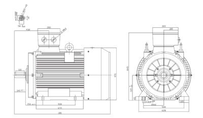Dimensiuni montaj motor trifazat 160kW 3000rpm IEC315 B3 ax 65mm Dimensiuni motor trifazat 160kW 3000rpm IEC315 ax 65mm B3