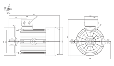 Dimensiuni montaj motor trifazat 160kW 3000rpm IEC315 B5 ax 65mm Dimensiuni motor trifazat 160kW 3000rpm IEC315 ax 65mm B5