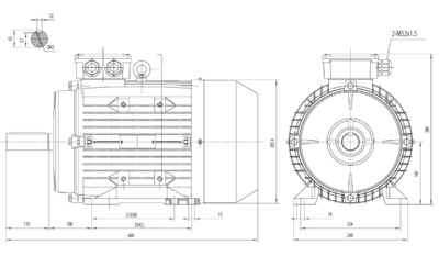 Motor trifazat 18.5kW 1400rpm ax 42mm IEC 160 - talpă B3 Dimensiuni motor trifazat 18.5kW 1400rpm 4 poli ax 42mm IEC 160 cu talpă B3