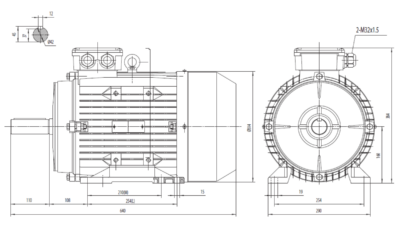Dimensiuni montaj motor trifazat 18.5kW 3000rpm 160 B3 ax 42mm Dimensiuni motor trifazat 18.5kW 3000rpm 160 ax 42mm B3