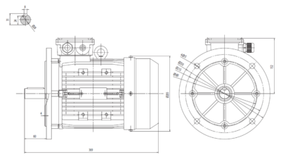 Motor trifazat 2.2kW 1500rpm ax 28mm IEC100 – flanșă mare B5 Dimensiuni motor trifazat 2.2kW 1500rpm 4 poli ax 28mm IEC100 cu flanșă mare B5