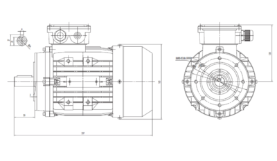 Dimensiuni montaj motor trifazat 2.2kW 3000rpm IEC90 B14 ax 24mm Dimensiuni motor trifazat 2.2kW 3000rpm IEC90 ax 24mm B14
