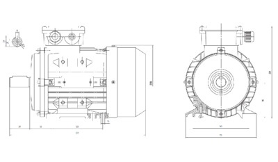 Motor trifazat 2.2kW 1400rpm ax 24mm IEC 90 - talpă B3 Dimensiuni motor trifazat 2.2kW 1400rpm 4 poli ax 24mm IEC 90 cu talpă B3