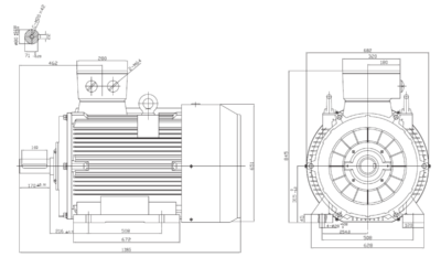 Motor trifazat 200kW 1400rpm ax 80mm IEC 315 - talpă B3 Dimensiuni motor trifazat 200kW 1400rpm 4 poli ax 80mm IEC 315 cu talpă B3