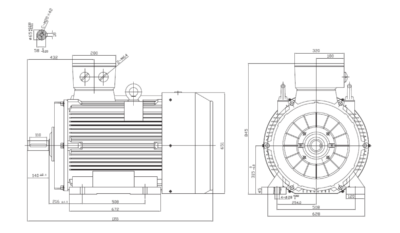 Dimensiuni montaj motor trifazat 200kW 3000rpm IEC315 B3 ax 65mm Dimensiuni motor trifazat 200kW 3000rpm IEC315 ax 65mm B3