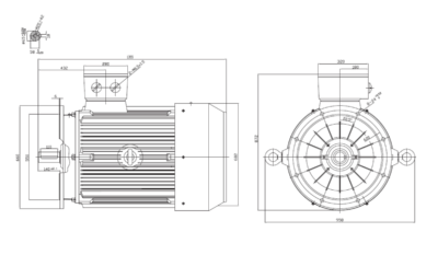 Dimensiuni montaj motor trifazat 200kW 3000rpm IEC315 B5 ax 65mm Dimensiuni motor trifazat 200kW 3000rpm IEC315 ax 65mm B5