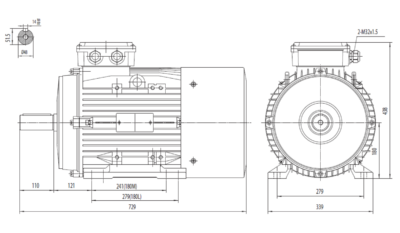 Dimensiuni montaj motor trifazat 22kW 3000rpm 180 B3 ax 48mm Dimensiuni motor trifazat 22kW 3000rpm 180 ax 48mm B3