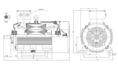 Motor trifazat 250kW 1400rpm ax 100mm IEC 355 - talpă B3 Dimensiuni motor trifazat 250kW 1400rpm 4 poli ax 100mm IEC 355 cu talpă B3