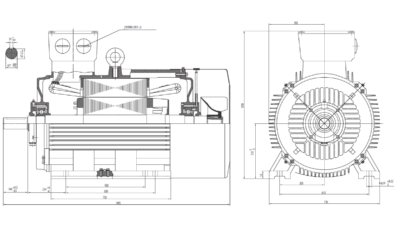 Dimensiuni montaj motor trifazat 250kW 3000rpm IEC355 B3 ax 75mm Dimensiuni motor trifazat 250kW 3000rpm IEC355 ax 75mm B3