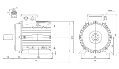 Motor trifazat 30kW 1400rpm ax 55mm IEC 200 - talpă B3 Dimensiuni motor trifazat 30kW 1400rpm 4 poli ax 55mm IEC 200 cu talpă B3