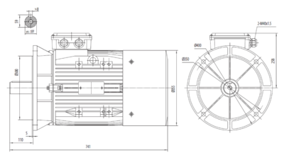 Dimensiuni montaj motor trifazat 30kW 3000rpm IEC200 B5 ax 55mm Dimensiuni motor trifazat 30kW 3000rpm IEC200 ax 55mm B5