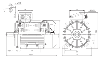 Motor trifazat 3kW 1000rpm ax 28mm IEC112 – talpă B3 Dimensiuni motor trifazat 3kW 1000rpm 6 poli ax 28mm IEC112 cu talpă B3