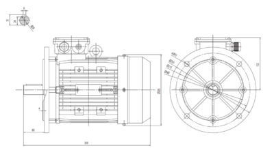 Motor trifazat 3kW 1500rpm ax 28mm IEC100 – flanșă mare B5 Dimensiuni motor trifazat 3kW 1500rpm 4 poli ax 28mm IEC100 cu flanșă mare B5