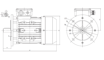 Dimensiuni montaj motor trifazat 3kW 3000rpm IEC90 B5 ax 24mm Dimensiuni motor trifazat 3kW 3000rpm IEC90 ax 24mm B5