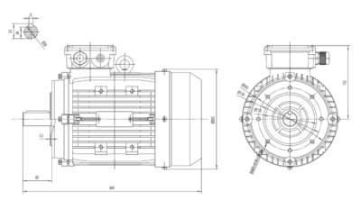 Dimensiuni montaj motor trifazat 3kW 3000rpm IEC100 B14 ax 28mm Dimensiuni motor trifazat 3kW 3000rpm IEC100 ax 28mm B14