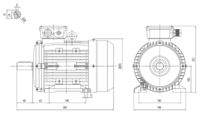 Dimensiuni montaj motor trifazat 3kW 3000rpm 100 B3 ax 28mm Dimensiuni motor trifazat 3kW 3000rpm 100 ax 28mm B3