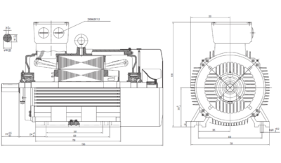 Motor trifazat 400kW 1400rpm ax 100mm IEC 355 - talpă B3 Dimensiuni motor trifazat 400kW 1400rpm 4 poli ax 100mm IEC 355 cu talpă B3