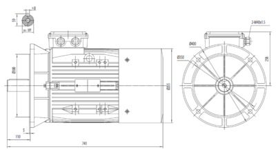 Dimensiuni montaj motor trifazat 45kW 3000rpm IEC200 B5 ax 55mm Dimensiuni motor trifazat 45kW 3000rpm IEC200 ax 55mm B5