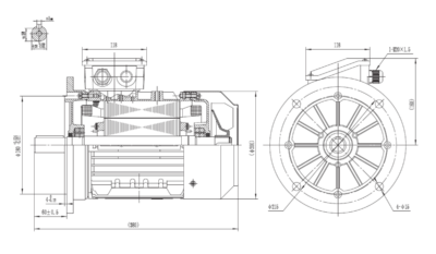 Motor trifazat 4kW 1500rpm ax 28mm IEC100 – flanșă mare B5 Dimensiuni motor trifazat 4kW 1500rpm 4 poli ax 28mm IEC100 cu flanșă mare B5