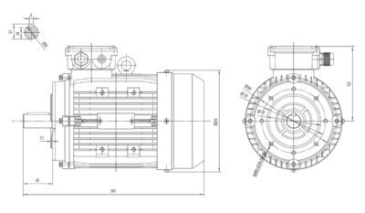 Dimensiuni montaj motor trifazat 4kW 3000rpm IEC100 B14 ax 28mm Dimensiuni motor trifazat 4kW 3000rpm IEC100 ax 28mm B14