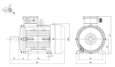 Dimensiuni montaj motor trifazat 4kW 3000rpm 100 B3 ax 28mm Dimensiuni motor trifazat 4kW 3000rpm 100 ax 28mm B3