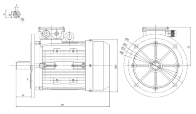 Dimensiuni montaj motor trifazat 4kW 3000rpm IEC100 B5 ax 28mm Dimensiuni motor trifazat 4kW 3000rpm IEC100 ax 28mm B5