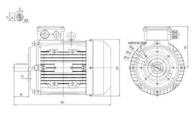 Dimensiuni montaj motor trifazat 5.5kW 3000rpm IEC112 B14 ax 28mm Dimensiuni motor trifazat 5.5kW 3000rpm IEC112 ax 28mm B14