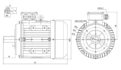 Dimensiuni montaj motor trifazat 5.5kW 3000rpm IEC132 B14 ax 38mm Dimensiuni motor trifazat 5.5kW 3000rpm IEC132 ax 38mm B14