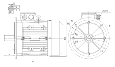 Dimensiuni montaj motor trifazat 5.5kW 3000rpm IEC132 B5 ax 38mm Dimensiuni motor trifazat 5.5kW 3000rpm IEC132 ax 38mm B5