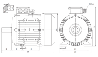 Dimensiuni montaj motor trifazat 7.5kW 3000rpm 132 B3 ax 38mm Dimensiuni motor trifazat 7.5kW 3000rpm 132 ax 38mm B3