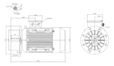 Motor trifazat 75kW 1500rpm ax 65mm IEC250 – flanșă mare B5 Dimensiuni motor trifazat 75kW 1500rpm 4 poli ax 65mm IEC250 cu flanșă mare B5