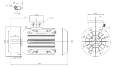 Dimensiuni montaj motor trifazat 75kW 3000rpm IEC280 B5 ax 65mm Dimensiuni motor trifazat 75kW 3000rpm IEC280 ax 65mm B5