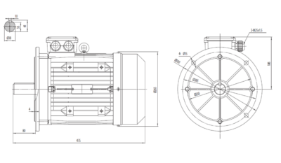 Dimensiuni montaj motor trifazat 9.2kW 3000rpm IEC132 B5 ax 38mm Dimensiuni motor trifazat 9.2kW 3000rpm IEC132 ax 38mm B5