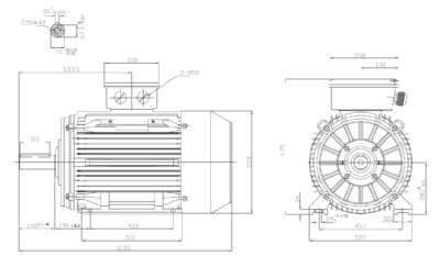 Motor trifazat 90kW 1400rpm ax 75mm IEC 280 - talpă B3 Dimensiuni motor trifazat 90kW 1400rpm 4 poli ax 75mm IEC 280 cu talpă B3