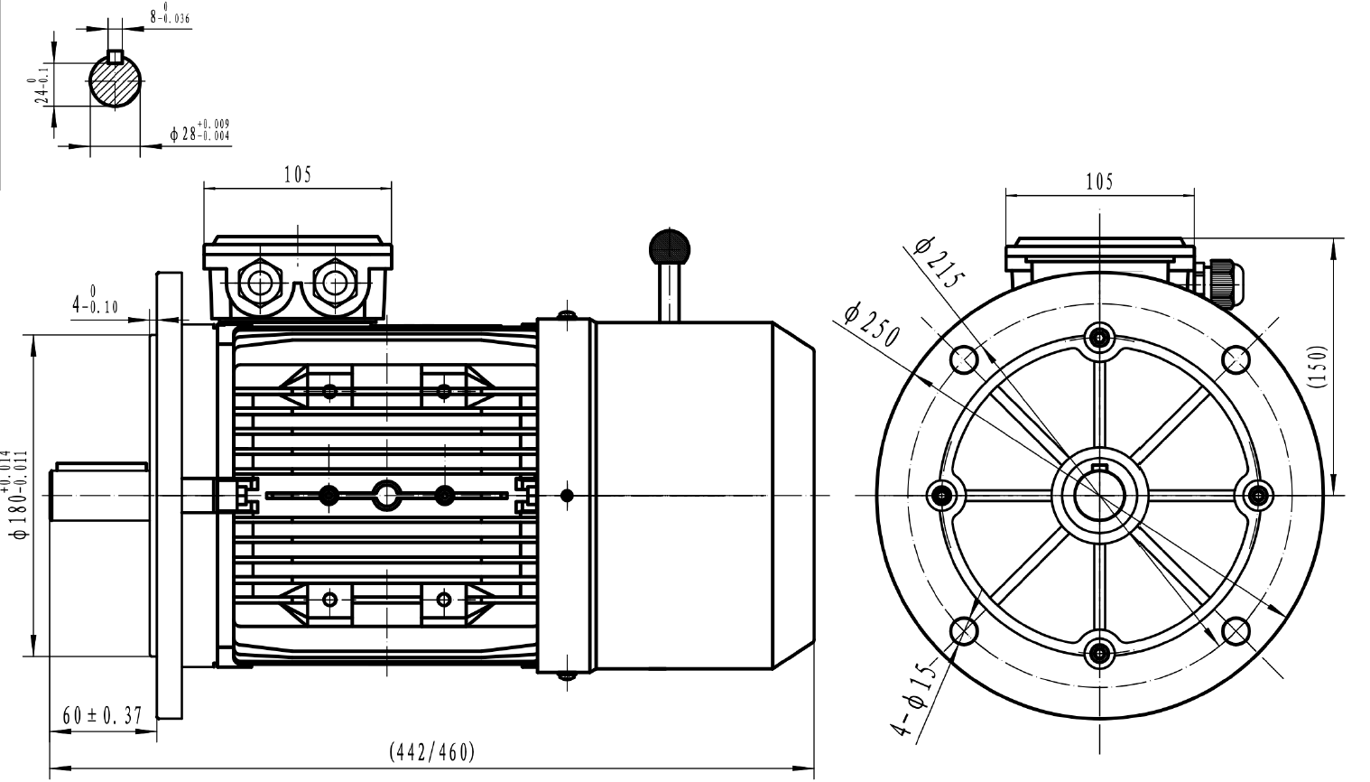 Dimensiuni Motor trifazat cu frana ca 1.5kw 1000rpm 100B5 6Tc3 18Nm Motor trifazat cu frana ca 1.5kw 1000rpm 100B5 6Tc3 18Nm - Dimensiuni Motor trifazat cu frana ca 1.5kw 1000rpm 100B5 6Tc3 18Nm