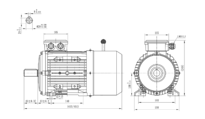 Motor trifazat cu frana ca 2.2kw 1400rpm 100B3 6Tc3 18Nm 1 Motor trifazat cu frana ca 2.2kw 1400rpm 100B3 6Tc3 18Nm - Dimensiuni Motor trifazat cu frana ca 2.2kw 1400rpm 100B3 6Tc3 18Nm