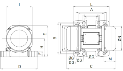 Dimensiuni motor vibrator curent continuu MVE 200 DC24V Oli Dimensiuni motor vibrator curent continuu MVE 200 DC24V Oli