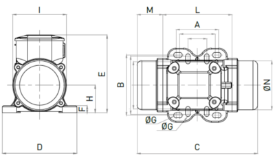 Dimensiuni motor vibrator curent continuu MVE 50 DC24V Oli Dimensiuni motor vibrator curent continuu MVE 50 DC24V Oli