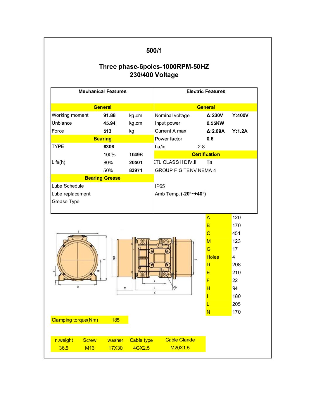 Dimensiuni Motor vibrator trifazat 500-1 Motor vibrator trifazat 500/1 - Dimensiuni Motor vibrator trifazat 500 1 pdf