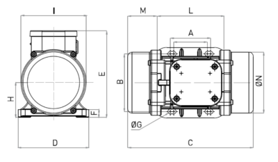 Dimensiuni Motor vibrator trifazat MVE 200/3 OLI Dimensiuni Motor vibrator trifazat MVE 200/3 OLI